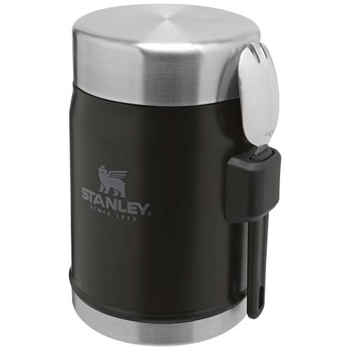 Bocal alimentaire promotionnel isotherme avec fourchette Legendary Stanley Noir mat